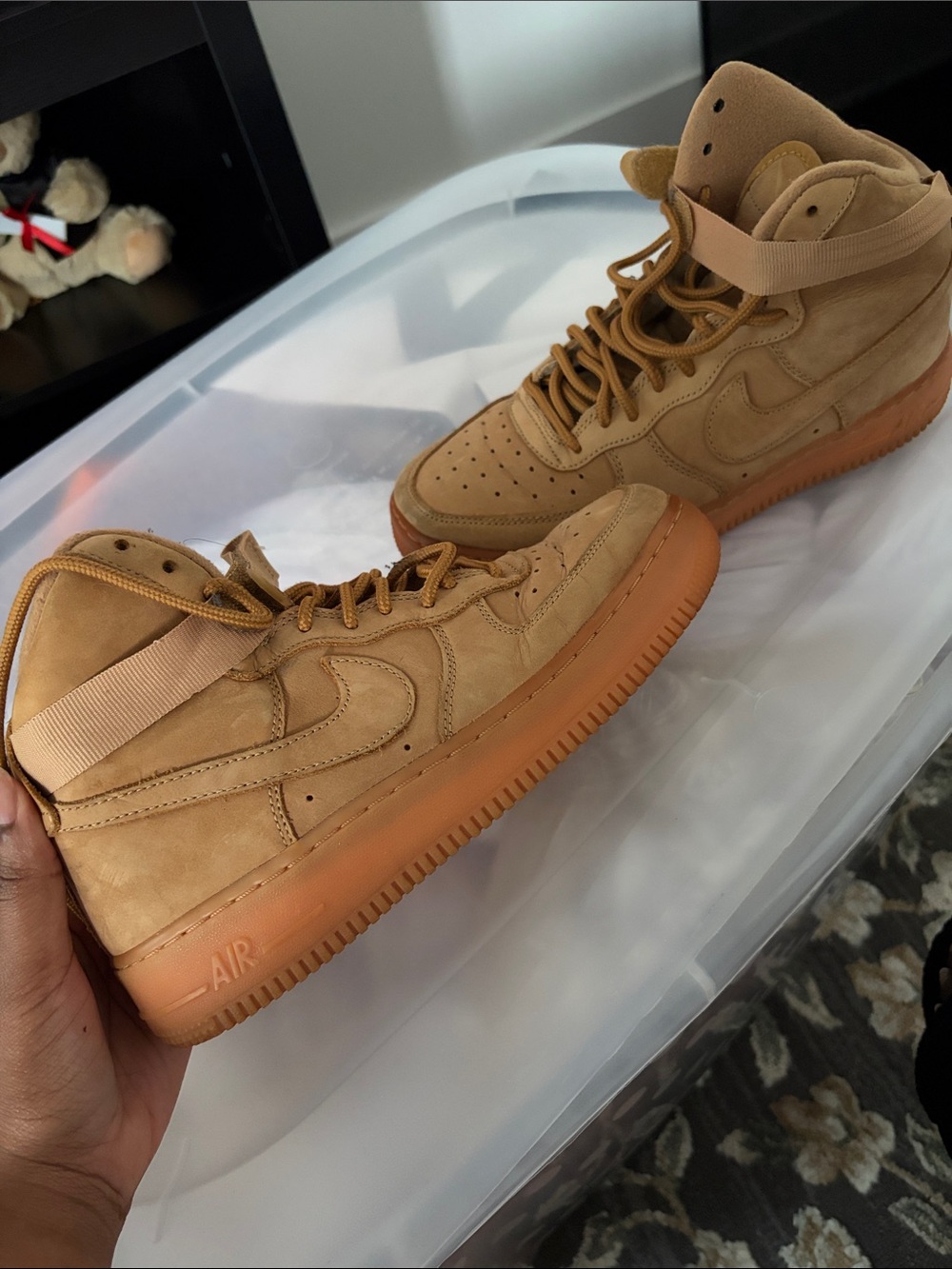 Nike High-Top Sneakers in Wheat/Tan with Gum Sole